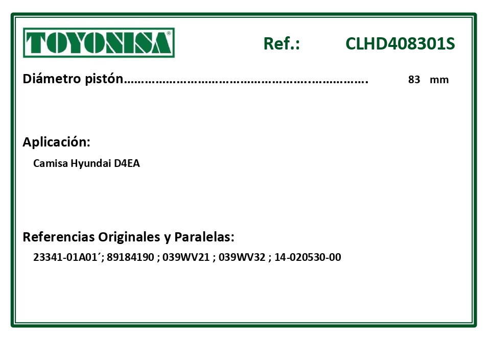 EQUIVALENCIAS ORIGINALES Y PARALELAS CAMISAS