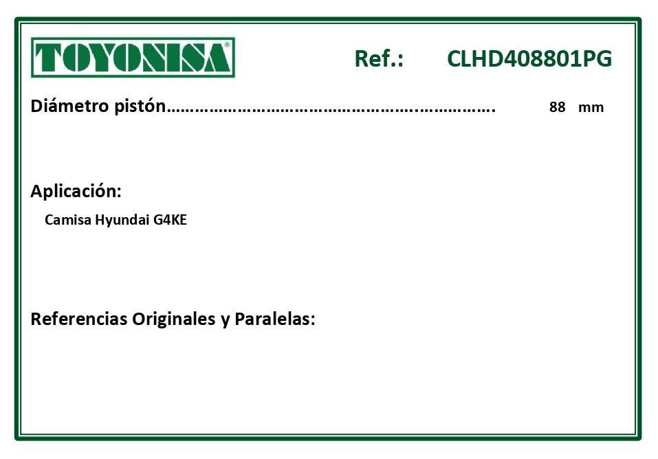 EQUIVALENCIAS ORIGINALES Y PARALELAS CAMISAS