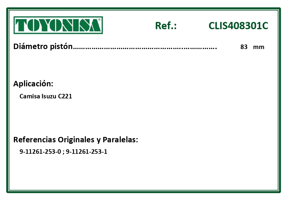 EQUIVALENCIAS ORIGINALES Y PARALELAS CAMISAS