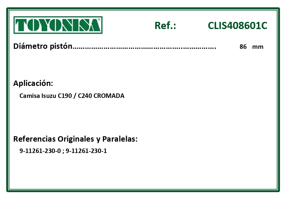 EQUIVALENCIAS ORIGINALES Y PARALELAS CAMISAS