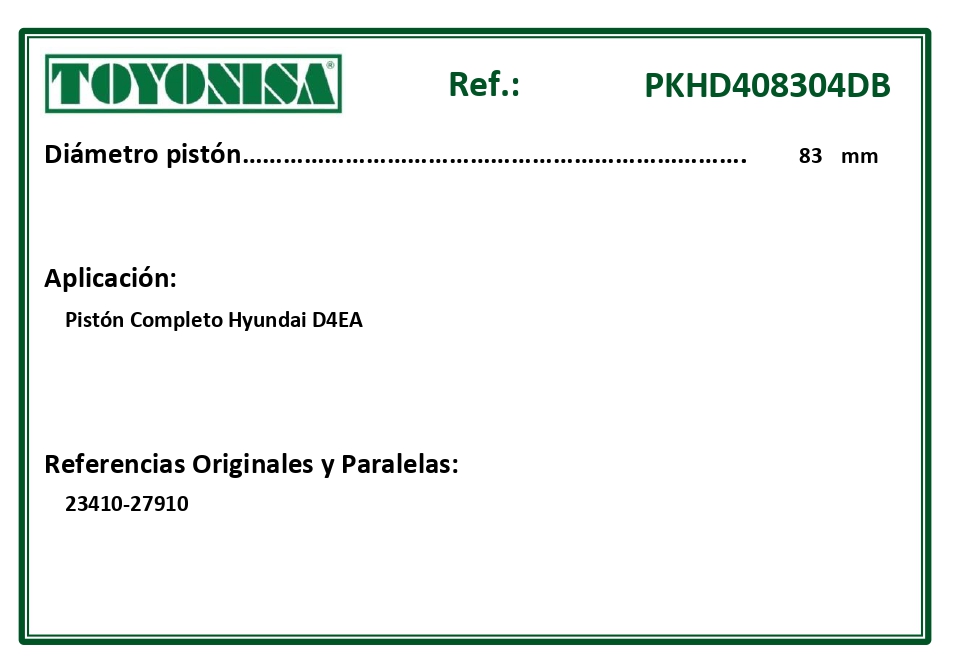 EQUIVALENCIAS ORIGINALES Y PARALELAS PISTONES