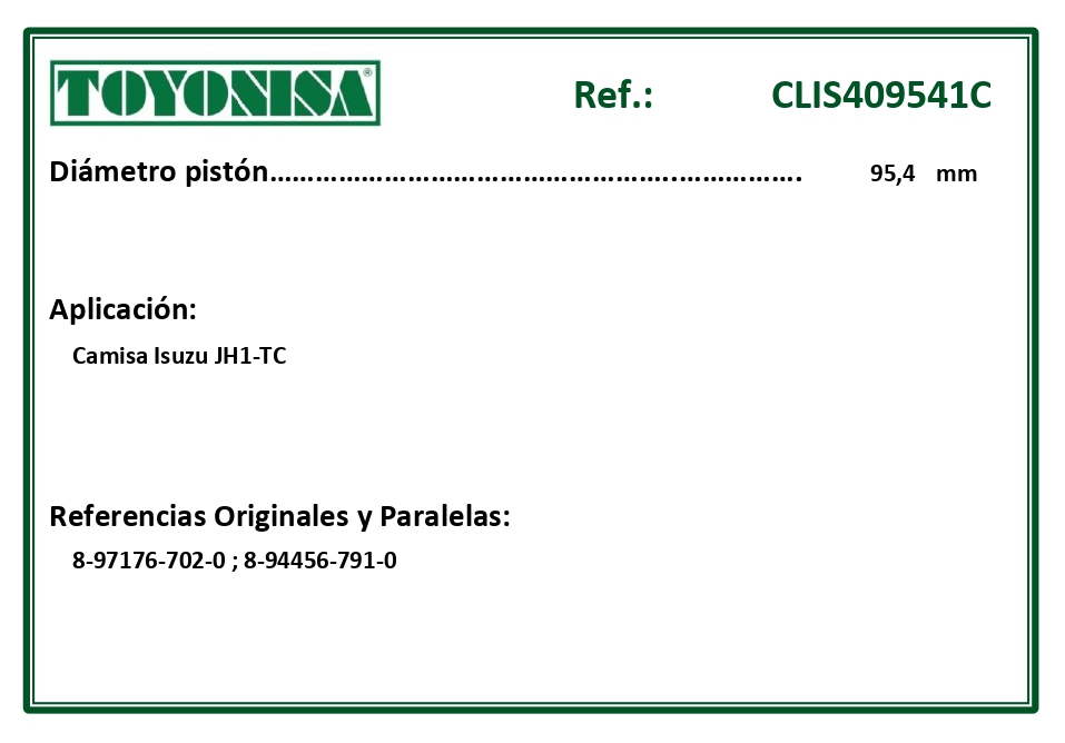 EQUIVALENCIAS ORIGINALES Y PARALELAS CAMISAS