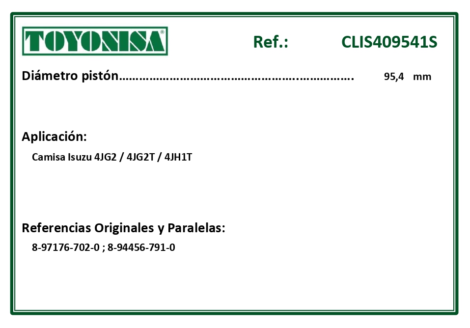 EQUIVALENCIAS ORIGINALES Y PARALELAS CAMISAS