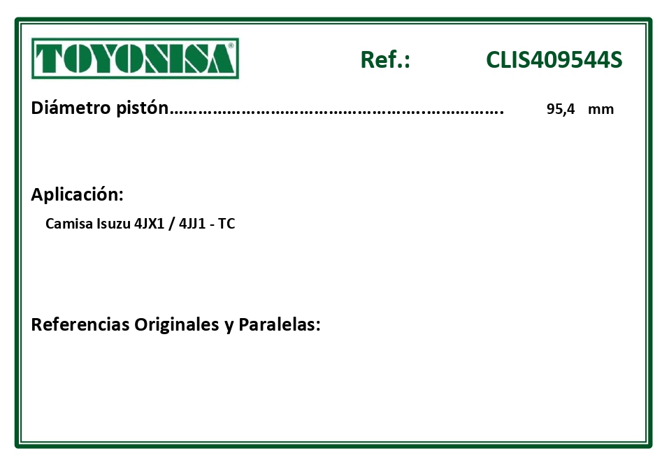 EQUIVALENCIAS ORIGINALES Y PARALELAS CAMISAS