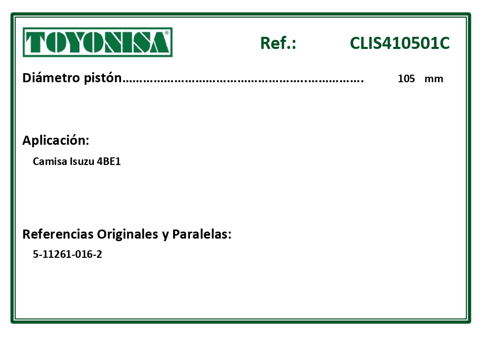 EQUIVALENCIAS ORIGINALES Y PARALELAS CAMISAS