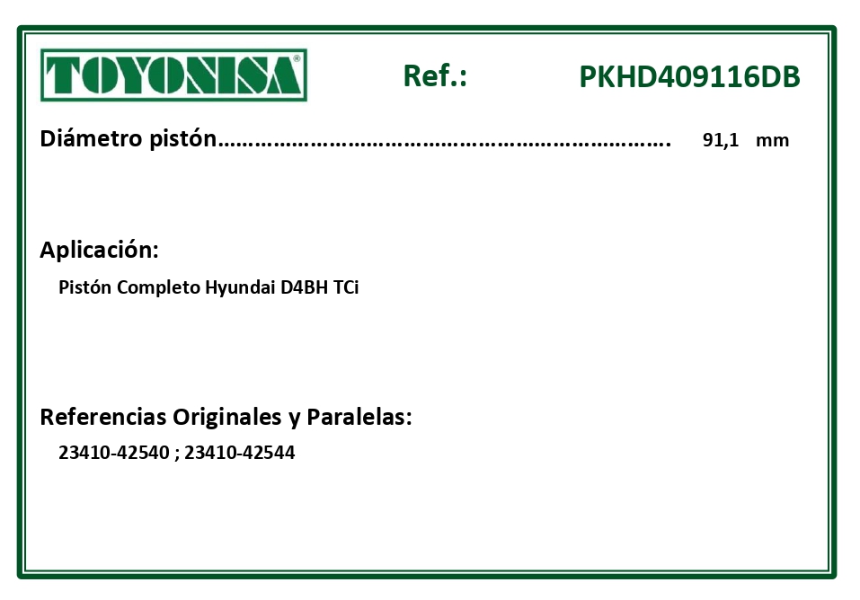 EQUIVALENCIAS ORIGINALES Y PARALELAS PISTONES