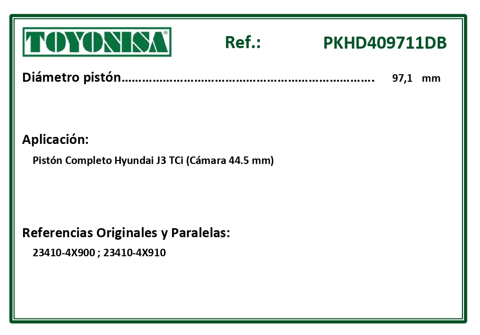 EQUIVALENCIAS ORIGINALES Y PARALELAS PISTONES