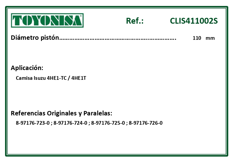 EQUIVALENCIAS ORIGINALES Y PARALELAS CAMISAS