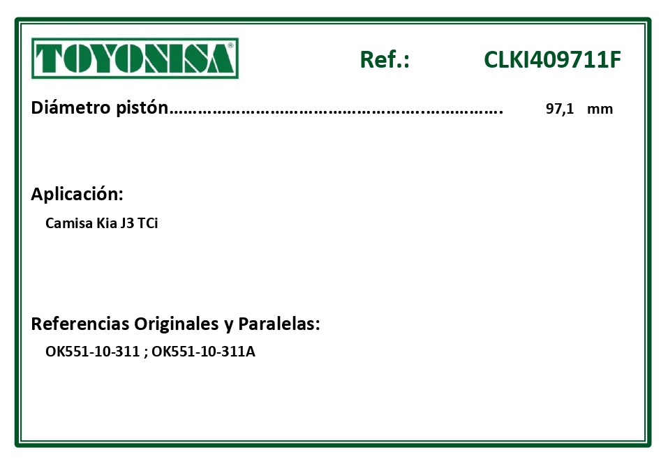 EQUIVALENCIAS ORIGINALES Y PARALELAS CAMISAS