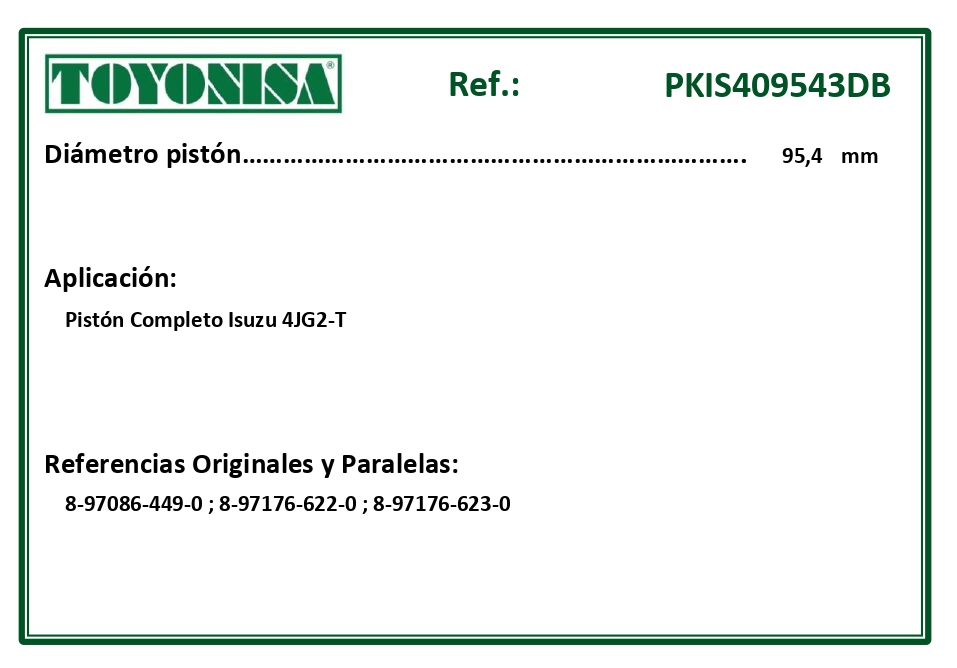 EQUIVALENCIAS ORIGINALES Y PARALELAS PISTONES