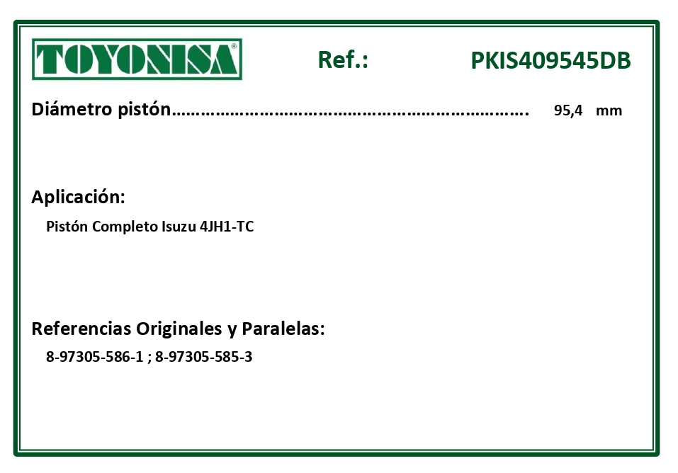 EQUIVALENCIAS ORIGINALES Y PARALELAS PISTONES