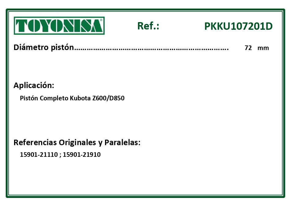 EQUIVALENCIAS ORIGINALES Y PARALELAS PISTONES