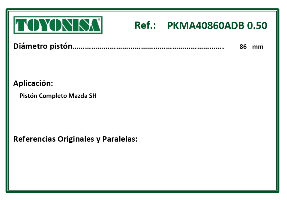 EQUIVALENCIAS ORIGINALES Y PARALELAS PISTONES