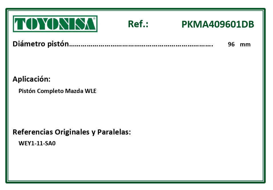 EQUIVALENCIAS ORIGINALES Y PARALELAS PISTONES