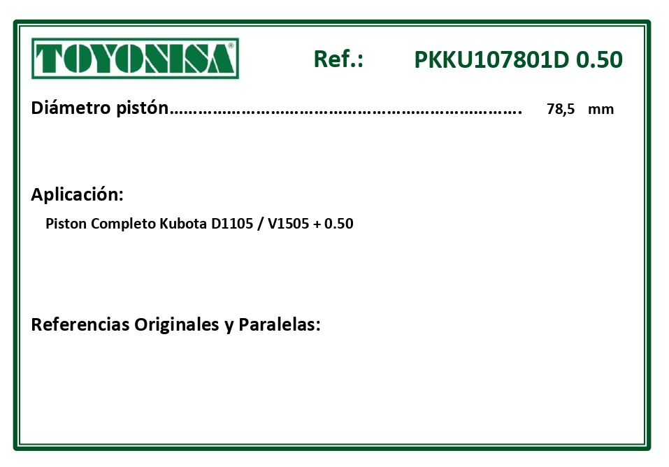 EQUIVALENCIAS ORIGINALES Y PARALELAS PISTONES