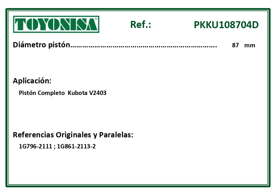EQUIVALENCIAS ORIGINALES Y PARALELAS PISTONES