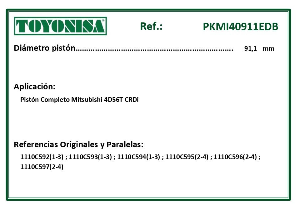 EQUIVALENCIAS ORIGINALES Y PARALELAS PISTONES