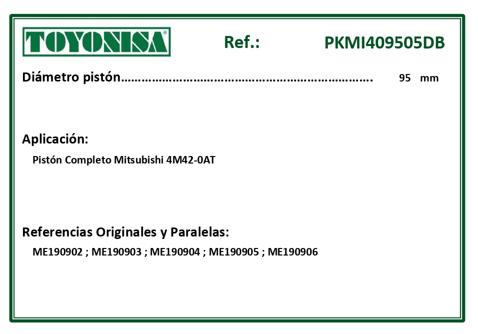 EQUIVALENCIAS ORIGINALES Y PARALELAS PISTONES
