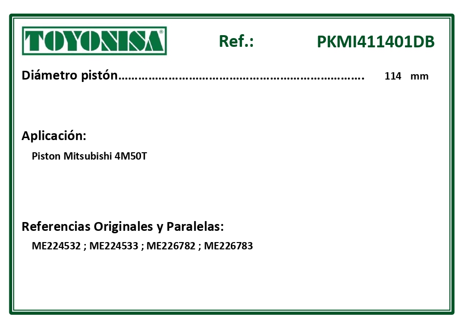 EQUIVALENCIAS ORIGINALES Y PARALELAS PISTONES