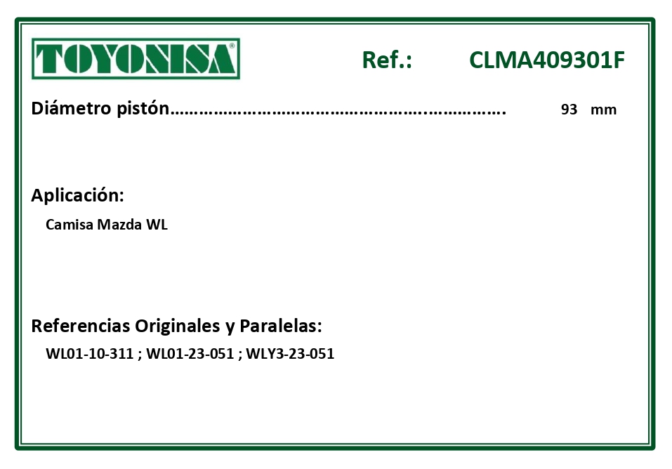 EQUIVALENCIAS ORIGINALES Y PARALELAS CAMISAS