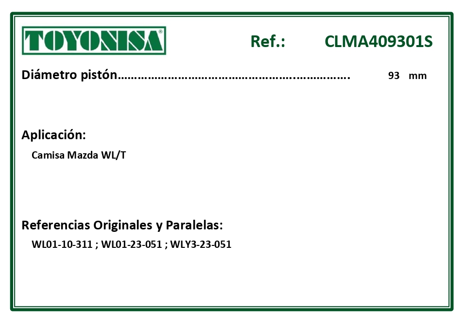 EQUIVALENCIAS ORIGINALES Y PARALELAS CAMISAS