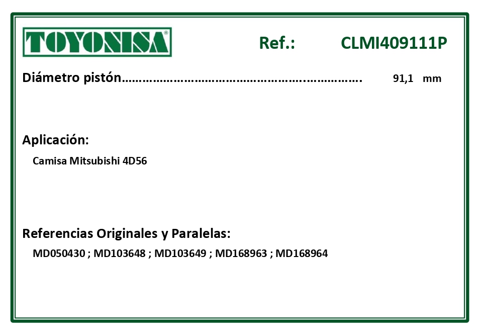 EQUIVALENCIAS ORIGINALES Y PARALELAS CAMISAS