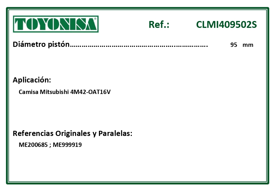 EQUIVALENCIAS ORIGINALES Y PARALELAS CAMISAS