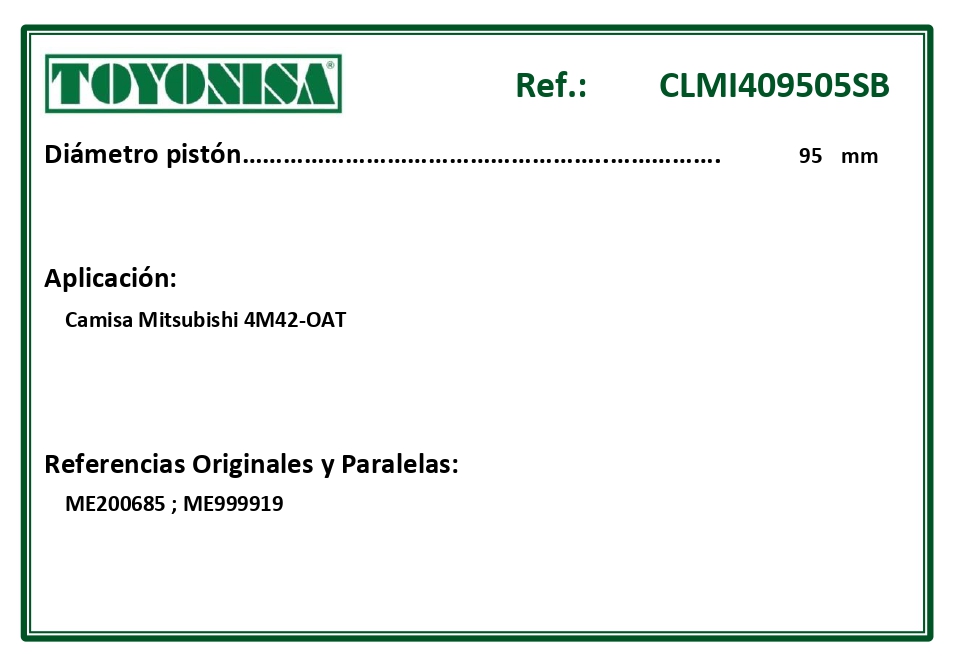 EQUIVALENCIAS ORIGINALES Y PARALELAS CAMISAS