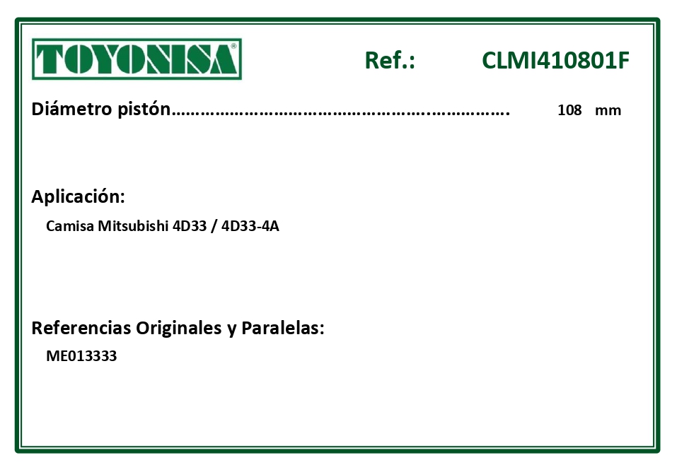 EQUIVALENCIAS ORIGINALES Y PARALELAS CAMISAS