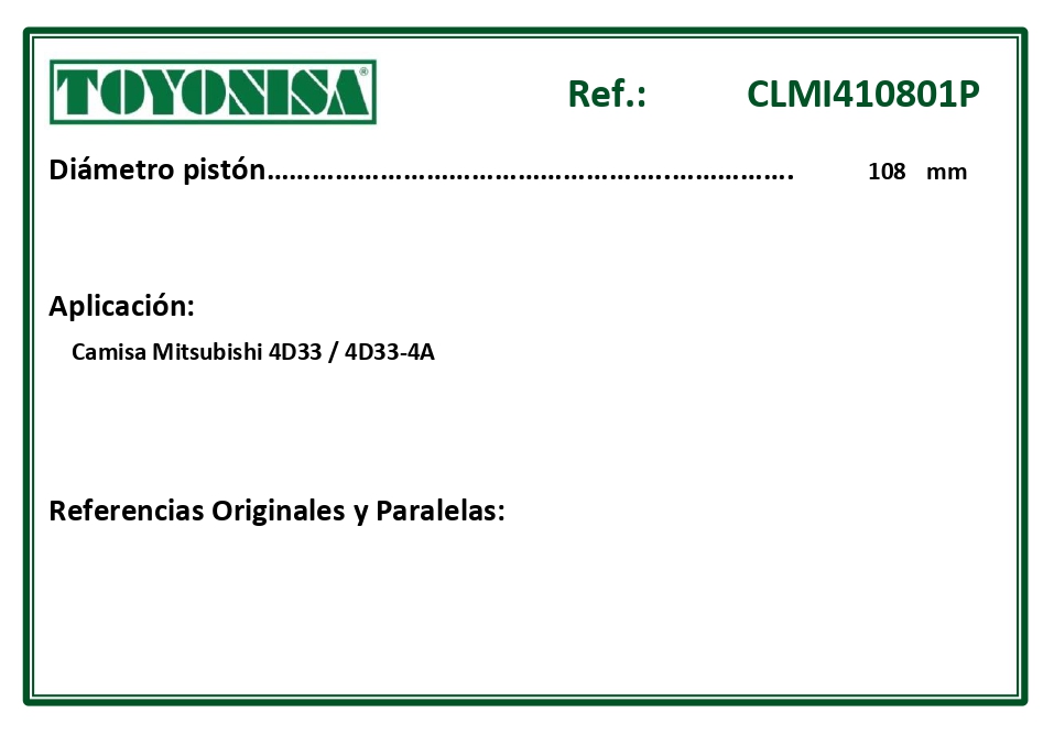 EQUIVALENCIAS ORIGINALES Y PARALELAS CAMISAS