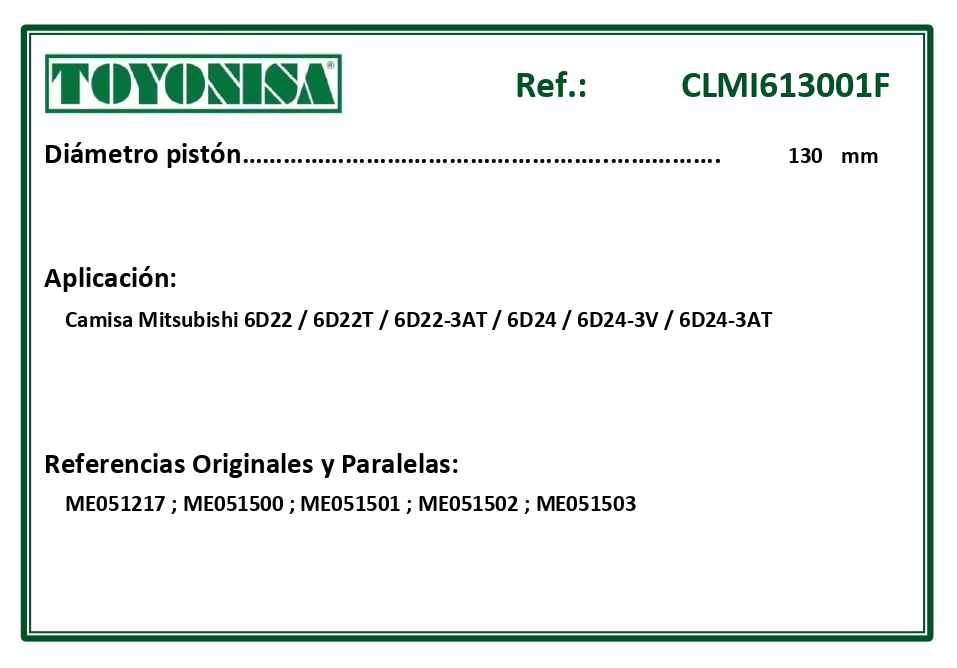 EQUIVALENCIAS ORIGINALES Y PARALELAS CAMISAS