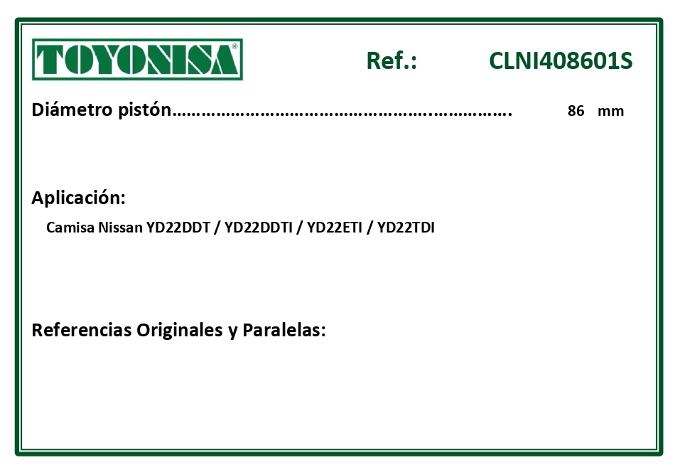 EQUIVALENCIAS ORIGINALES Y PARALELAS CAMISAS