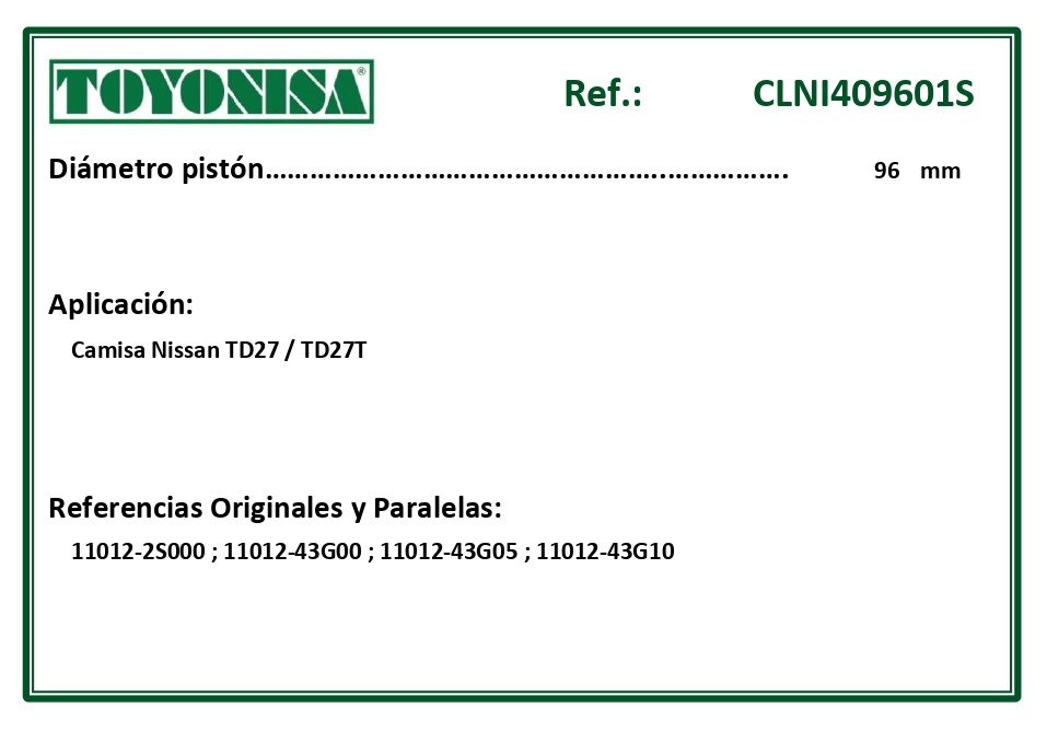 EQUIVALENCIAS ORIGINALES Y PARALELAS CAMISAS