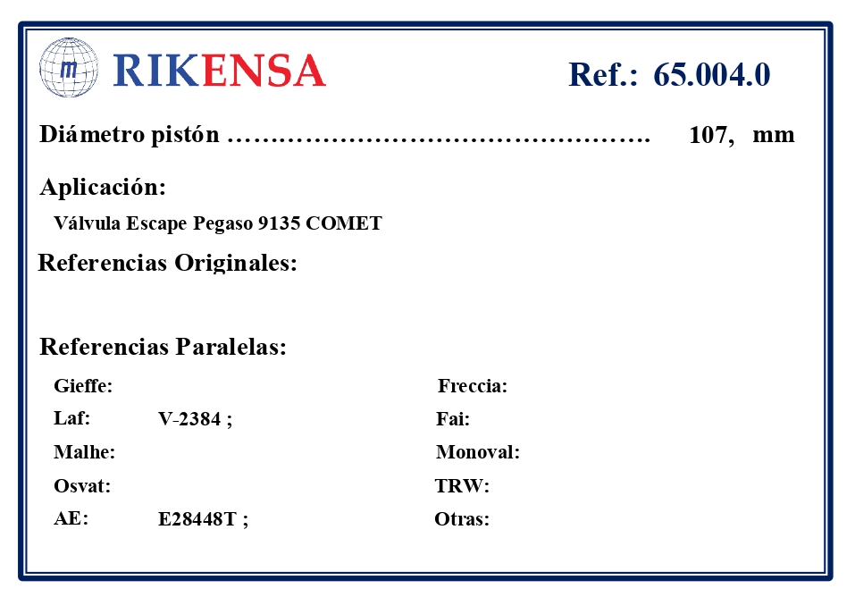 EQUIVALENCIAS ORIGINALES Y PARALELAS VALVULAS