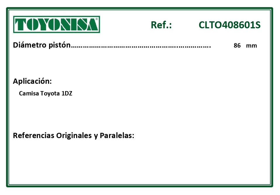 EQUIVALENCIAS ORIGINALES Y PARALELAS CAMISAS