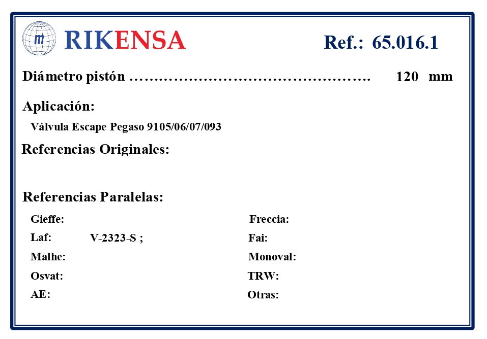 EQUIVALENCIAS ORIGINALES Y PARALELAS VALVULAS