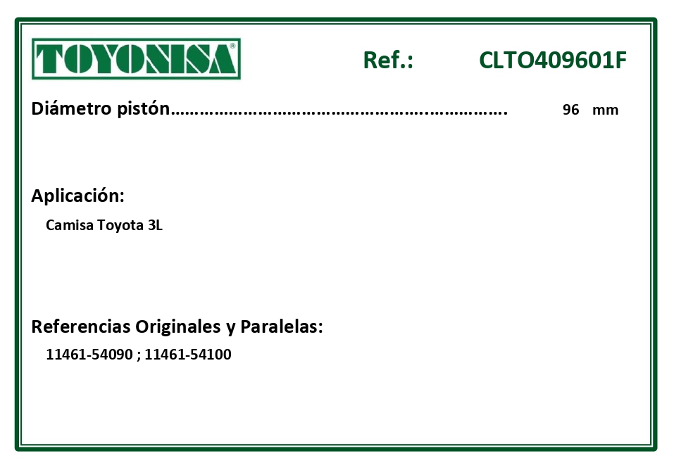 EQUIVALENCIAS ORIGINALES Y PARALELAS CAMISAS