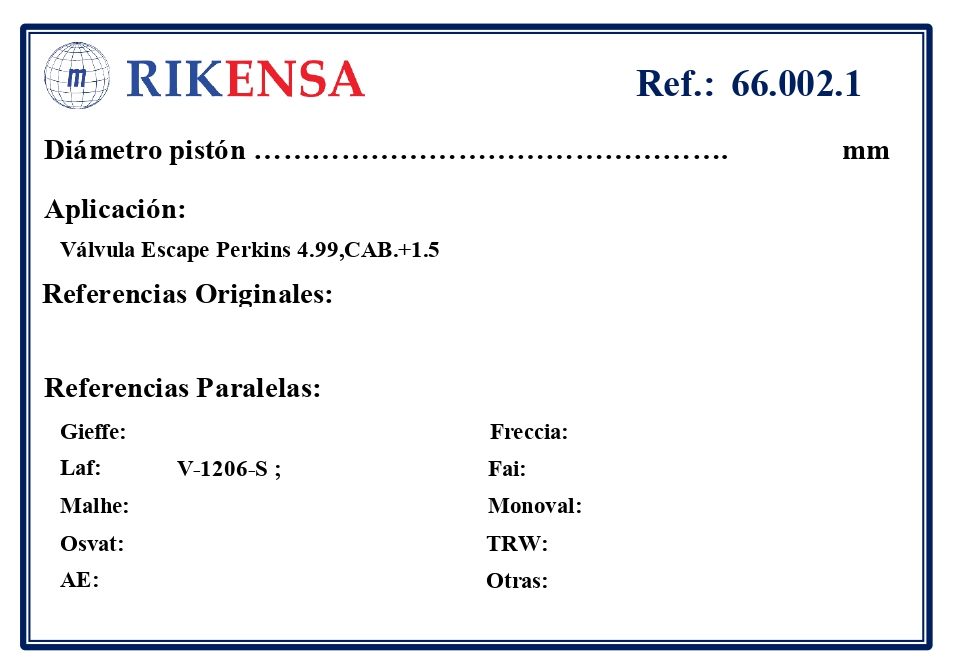 EQUIVALENCIAS ORIGINALES Y PARALELAS VALVULAS