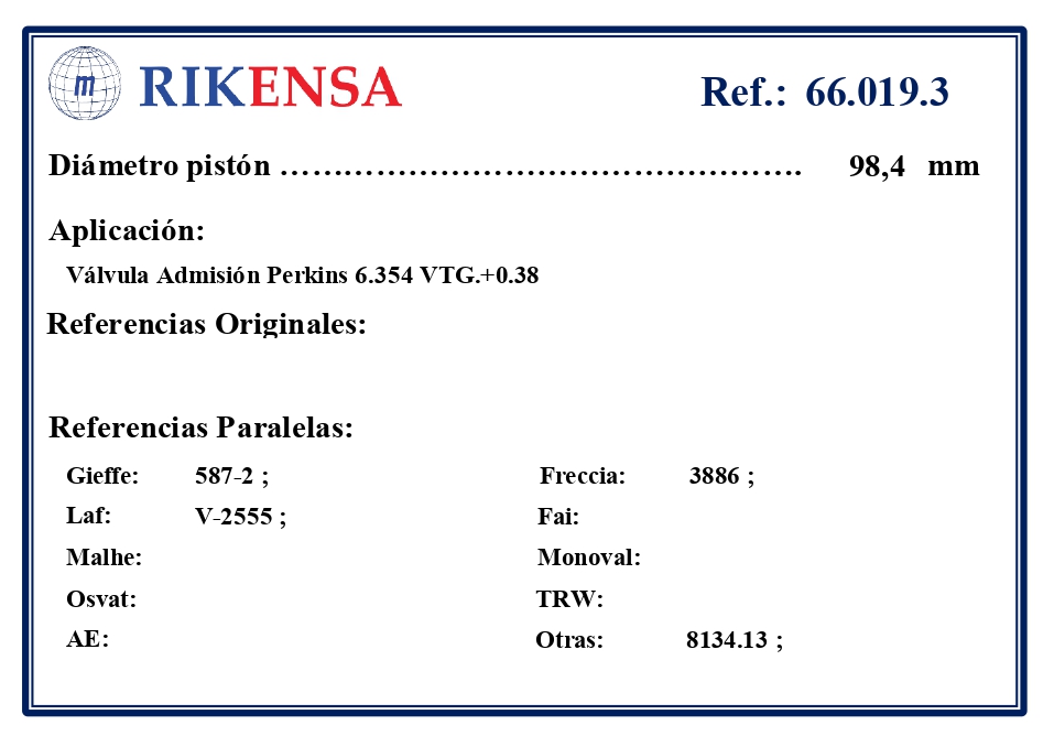 EQUIVALENCIAS ORIGINALES Y PARALELAS VALVULAS
