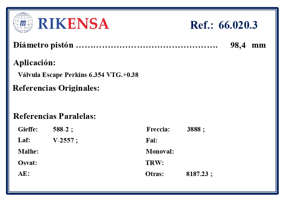 EQUIVALENCIAS ORIGINALES Y PARALELAS VALVULAS
