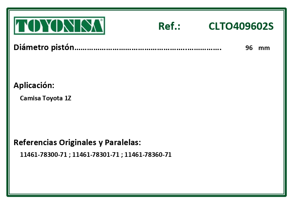 EQUIVALENCIAS ORIGINALES Y PARALELAS CAMISAS