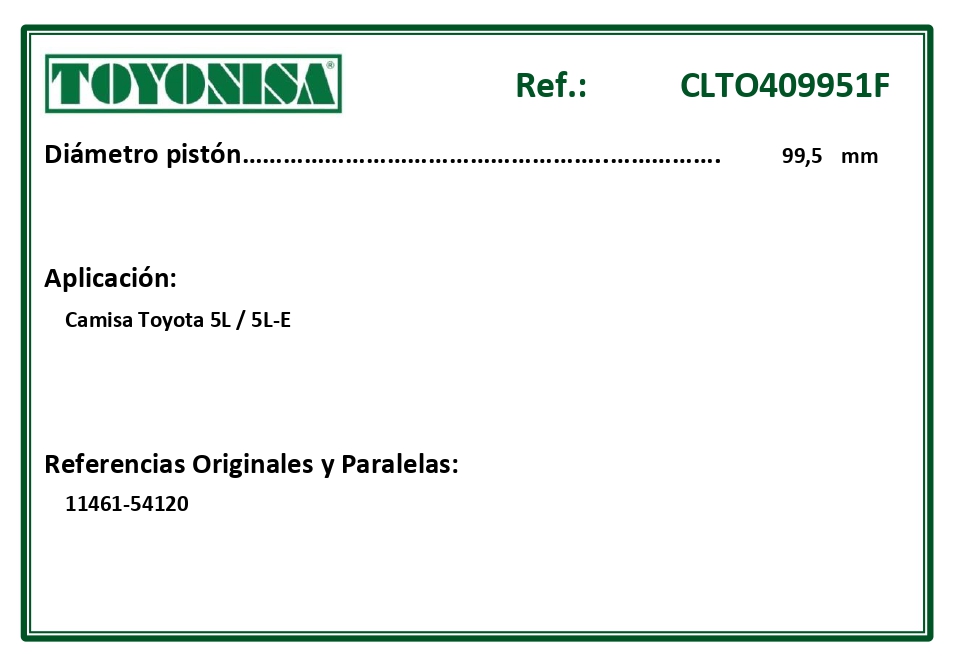 EQUIVALENCIAS ORIGINALES Y PARALELAS CAMISAS