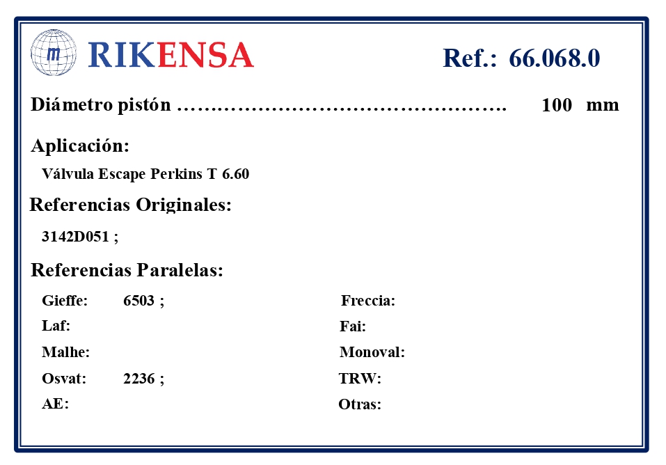 EQUIVALENCIAS ORIGINALES Y PARALELAS VALVULAS