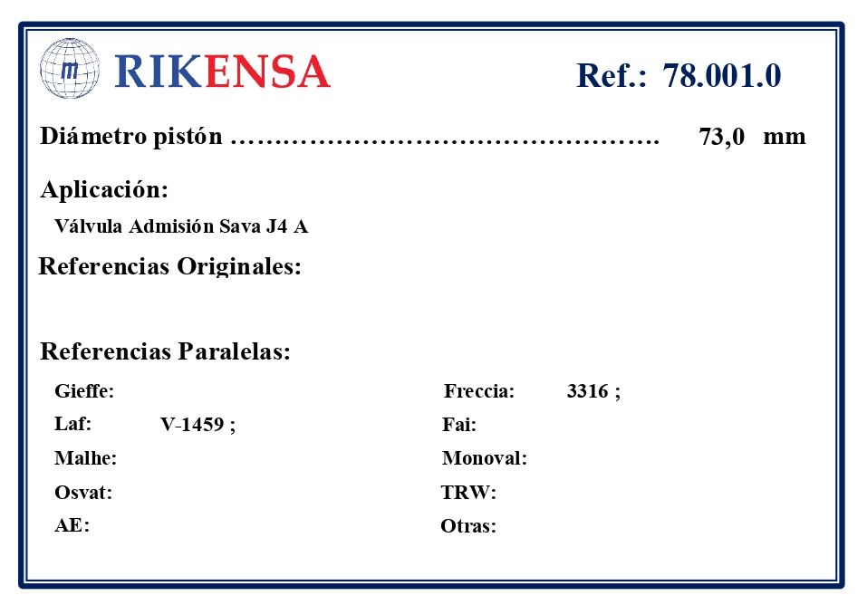 EQUIVALENCIAS ORIGINALES Y PARALELAS VALVULAS