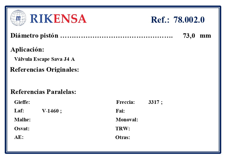 EQUIVALENCIAS ORIGINALES Y PARALELAS VALVULAS