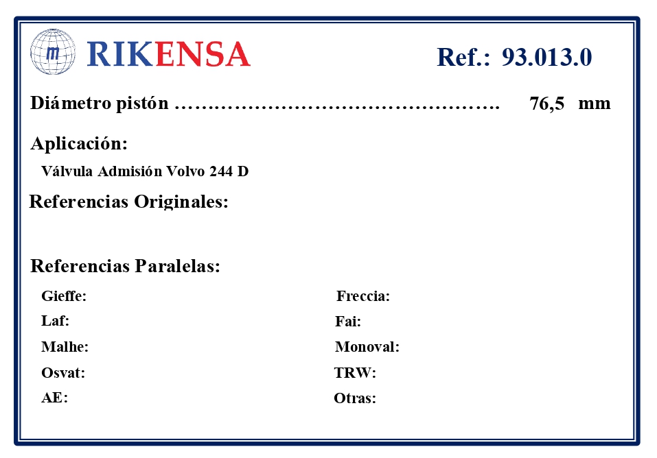 EQUIVALENCIAS ORIGINALES Y PARALELAS VALVULAS