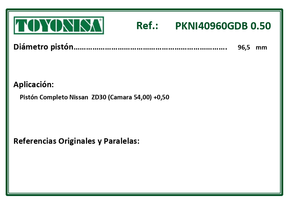 EQUIVALENCIAS ORIGINALES Y PARALELAS PISTONES