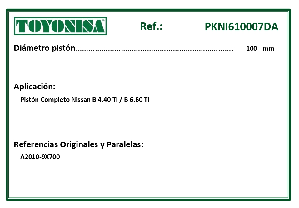 EQUIVALENCIAS ORIGINALES Y PARALELAS PISTONES