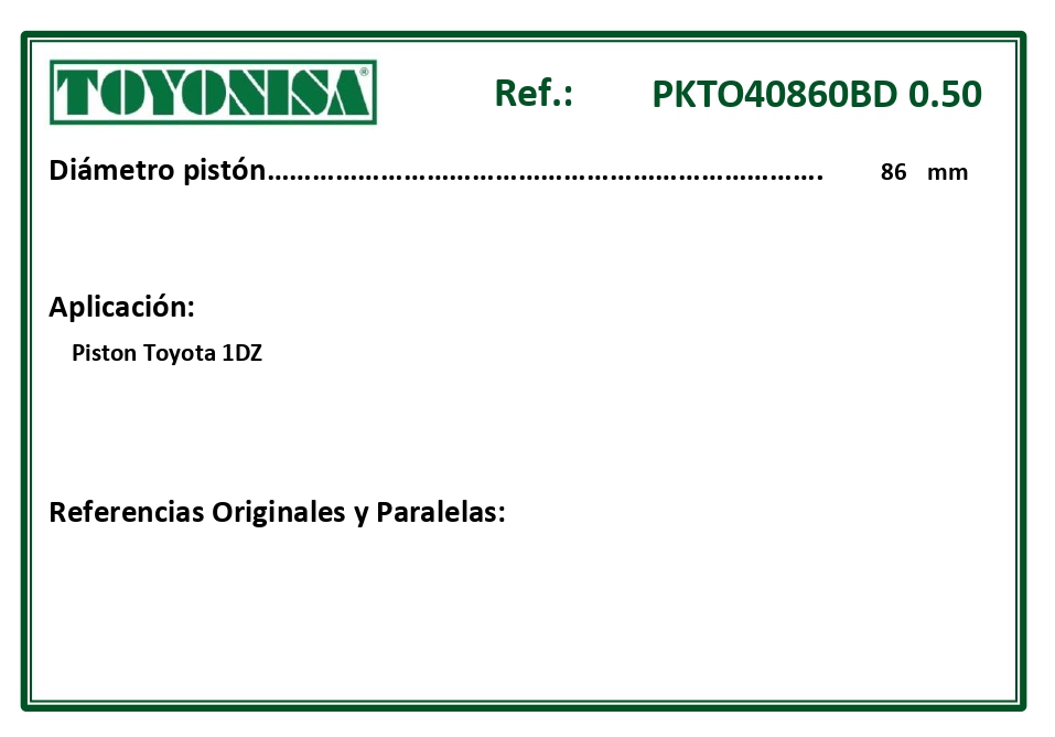 EQUIVALENCIAS ORIGINALES Y PARALELAS PISTONES