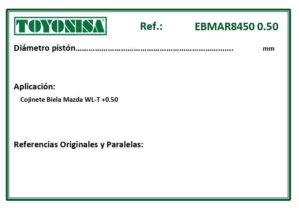 EQUIVALENCIAS ORIGINALES Y PARALELAS COJINETES